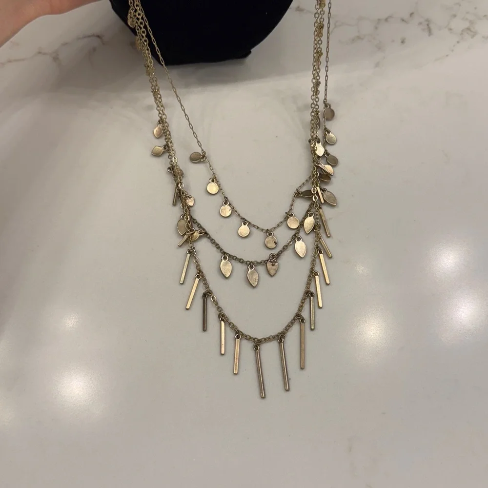 LOFT gold multi-strand long necklace